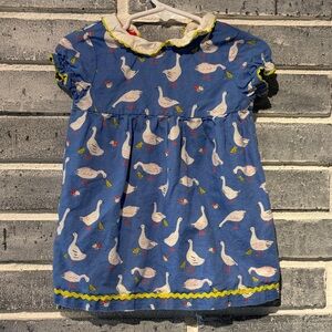 Baby Boden Blue Dress with Goose Pattern Size 6-12 months